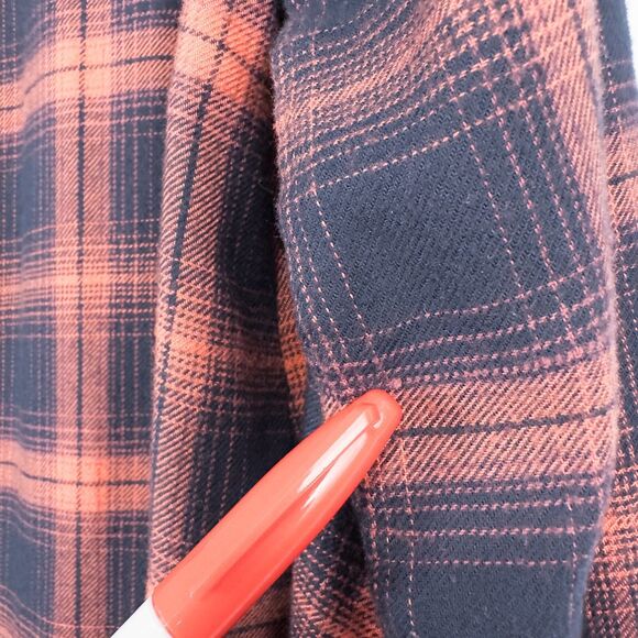 Loft Plaid Drop Waist Shirt Dress Small Tall Navy Blue Pink Cottage Prairie - Picture 12 of 16